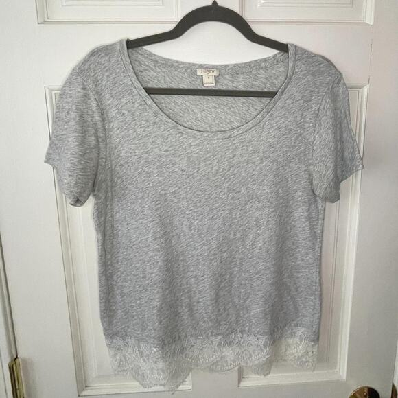 J.Crew Lace Bottom Tee Gray Womens S - Picture 6 of 7